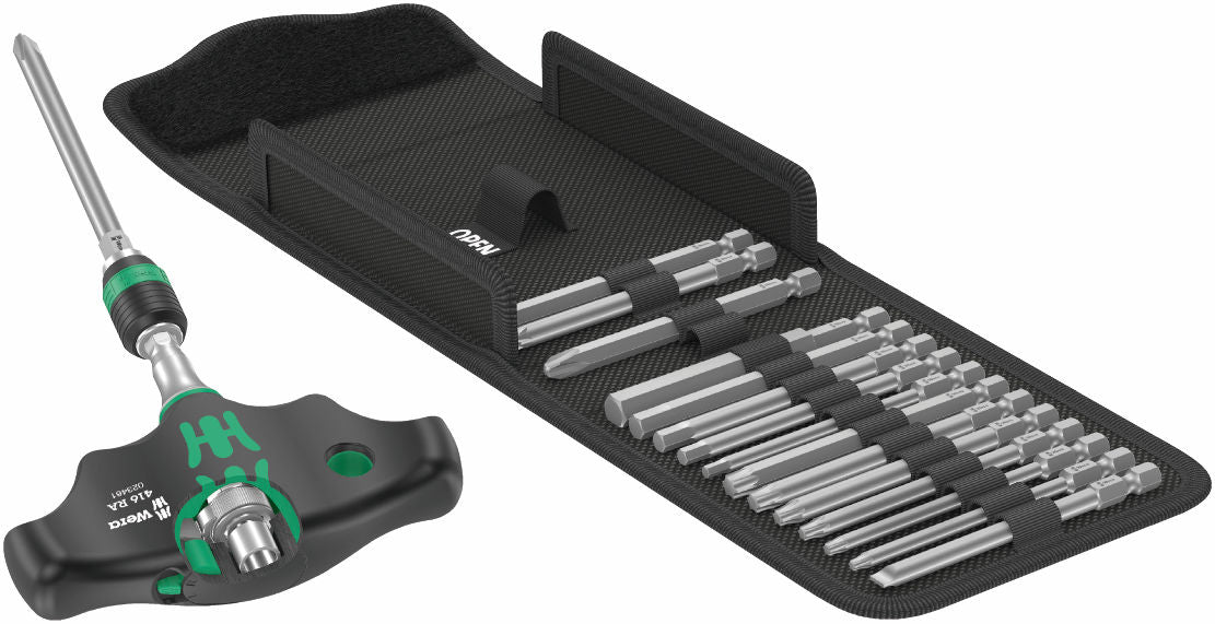 Wera Kraftform Kompakt 400 RA Set 1, 17 pieces T-Handtag spärr bitsfäste