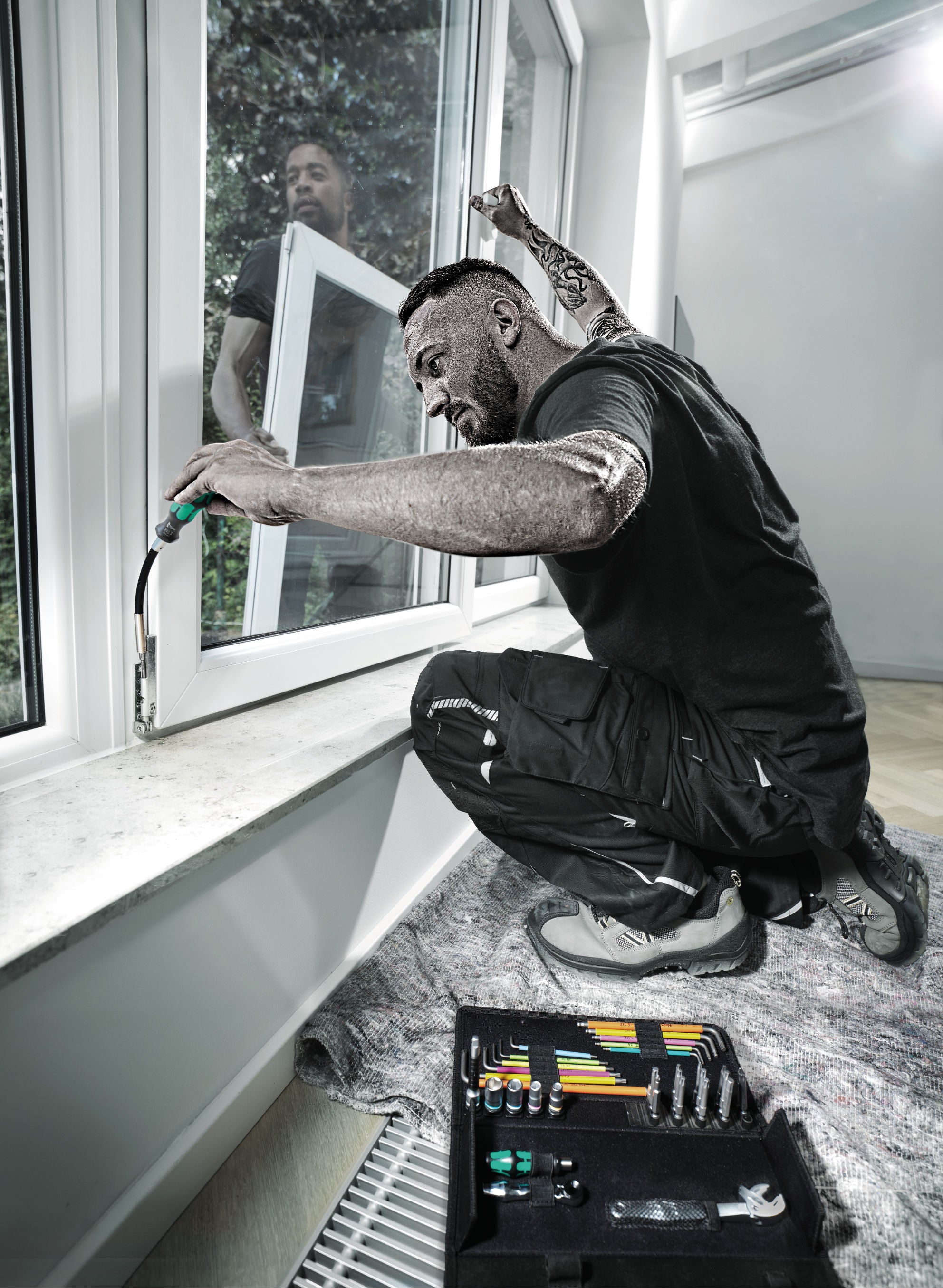 Wera Kraftform Kompakt F 1 skruvverktygssats för Mekaniker/fönstertillverkare, 35 delar