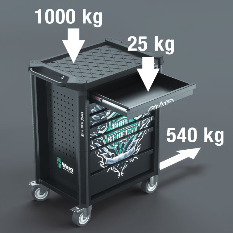 Wera 9700 Tool Rebel-verktstadsvagn 1, 78 delar
