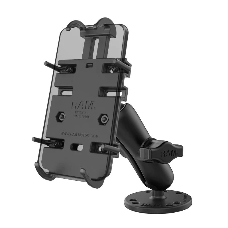 RAM Mount Quick-Grip fjäderbelastad telefonhållare med fastmonterad bas RAM-B-138-PD3U