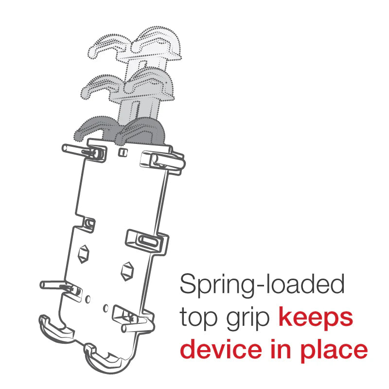 RAM Mount Quick-Grip XL-fjäderbelastad telefonhållare med fastmonterad bas RAM-B-138-PD4U