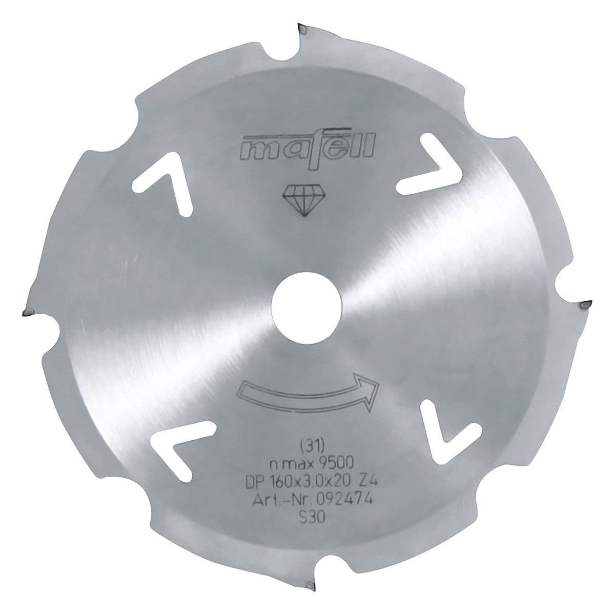 Mafell Sågklinga Diamant, 160 x 2,4/3,0 x 20 mm, Z 4, FZ/TR, – artikel 092474