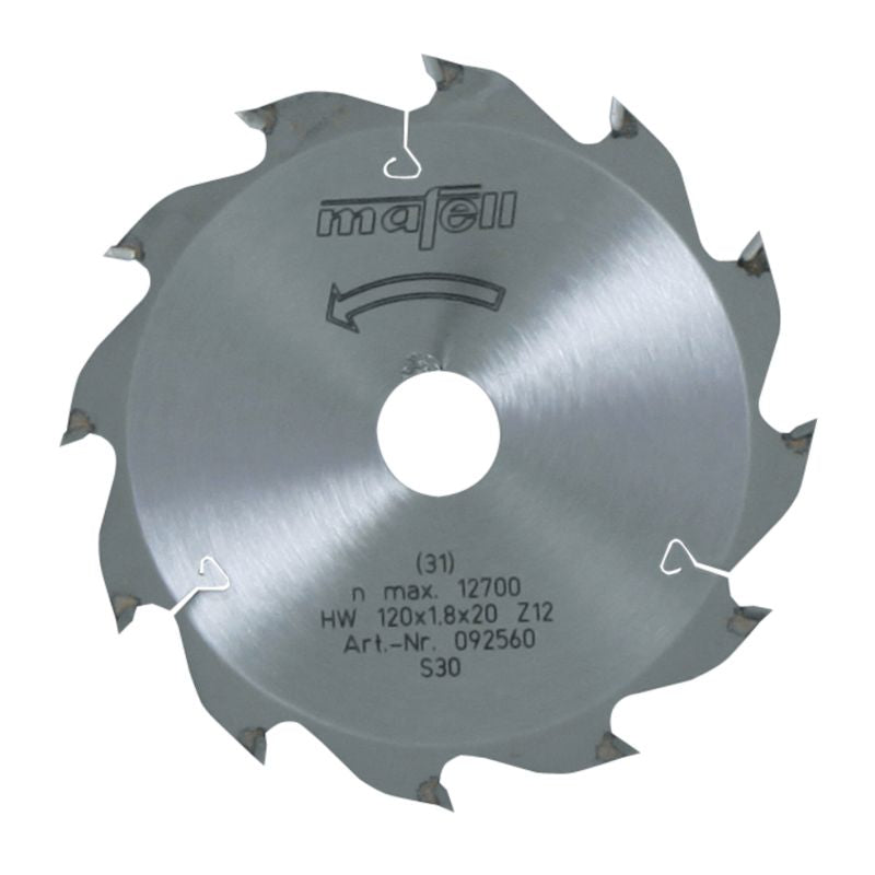 Mafell HM-Klinga, 120 x 1.2/1.8 x 20 mm (4 3/4 in.)/ AT, 12 teeth, for ripping 092560