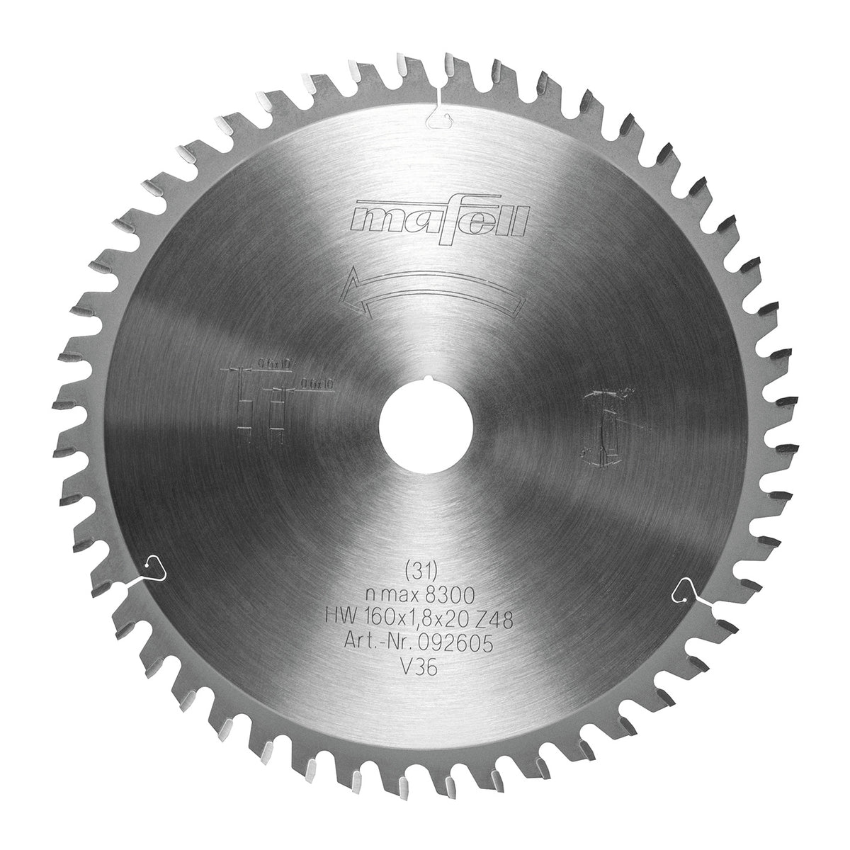 Mafell Sågklinga KSB-AL160, HW, 160 x 1,8 x 20 mm, Z48, 2FZFA, Aluminium / Plastics – artikel 092605