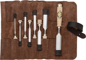 Kirschen Stämjärnsset i läderfodral, vitbokshandtag, 8-delar