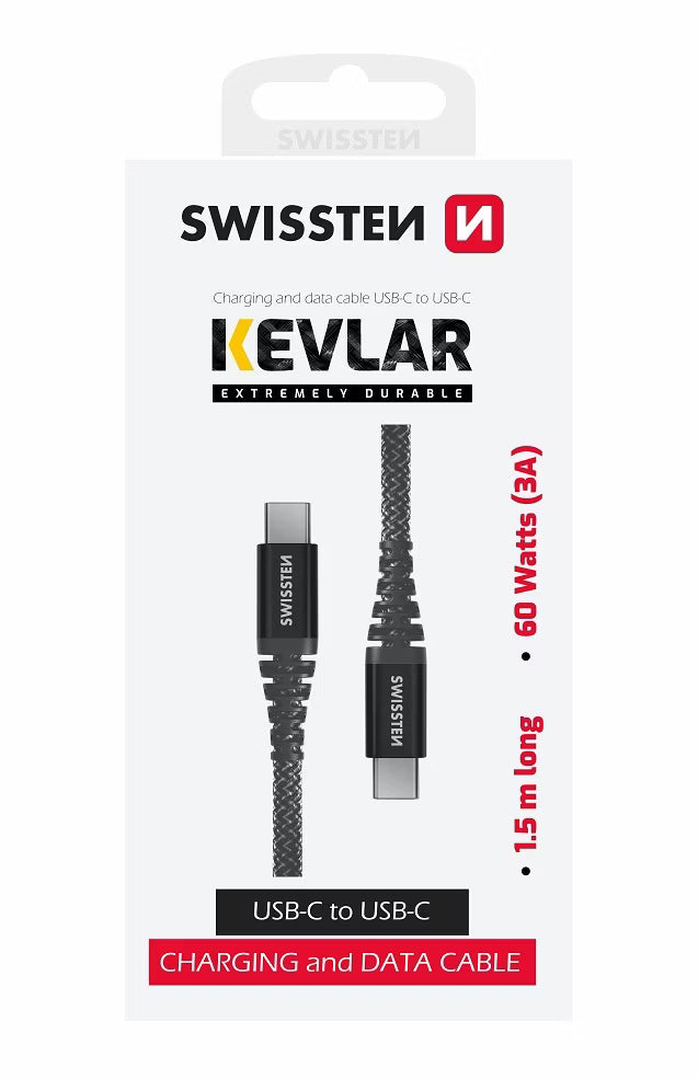 SWISSTEN Kevlar Mobilkabel USB-C / Lightning 1,5M Antracit