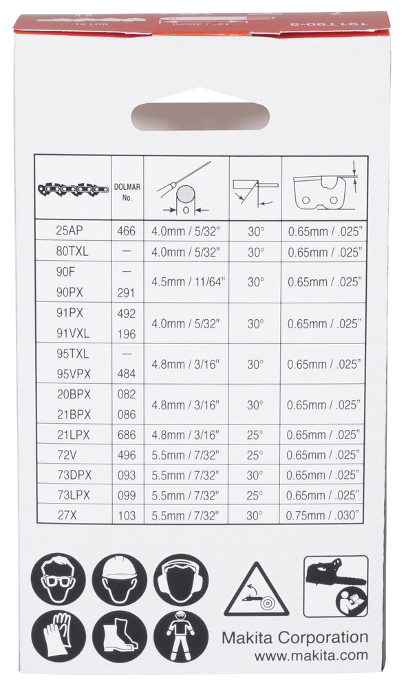 Makita 191T90-5 Kedja -51, 0.325, 1.1 mm, 12" 30cm