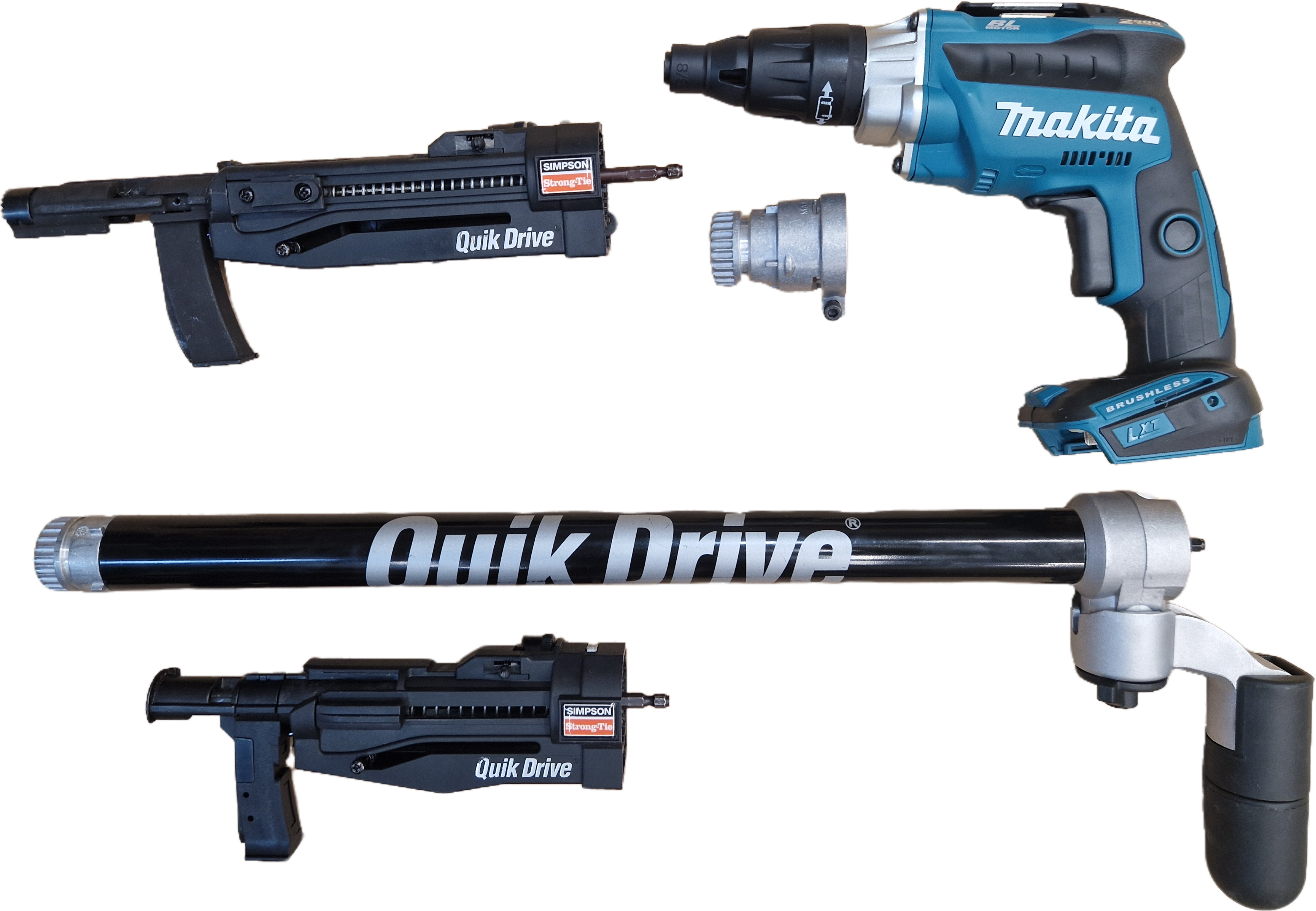 Makita automat för farmarskruv + Quik drive nos 25-51mm och 38-76mm med förlängare