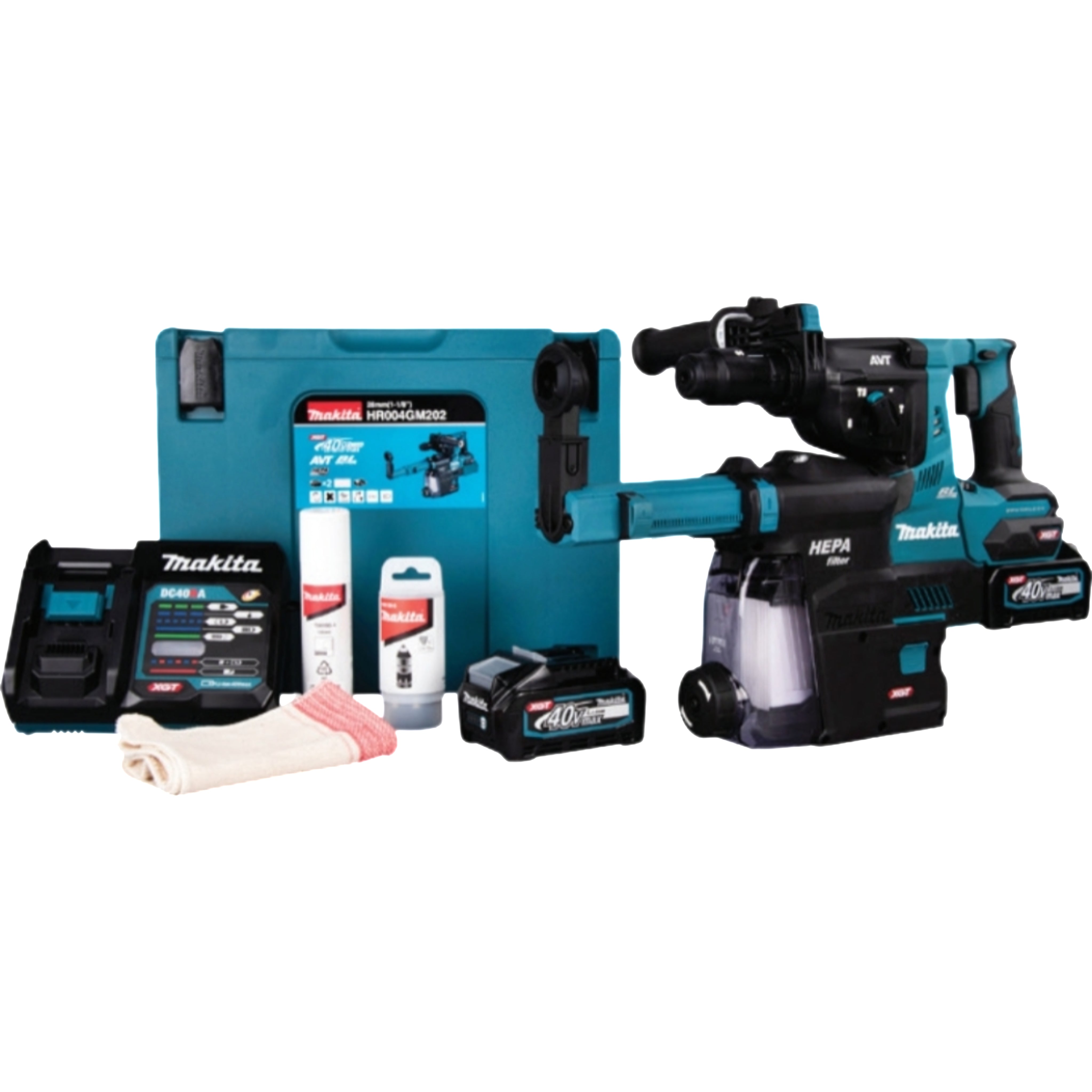 Makita Kombihammare XGT 40V med dammsugare HR004GM202