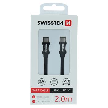 SWISSTEN Mobilkabel USB-C / USB-C Textil Svart 2M