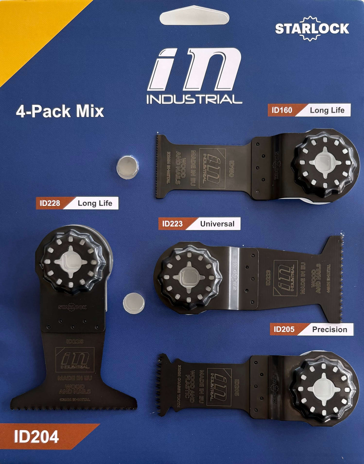 Industrial ID204 Starlock Mix – multisågblad 4-pack