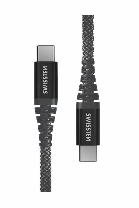 SWISSTEN Kevlar Mobilkabel USB-C / USB-C Kabel Antracit 1,5M