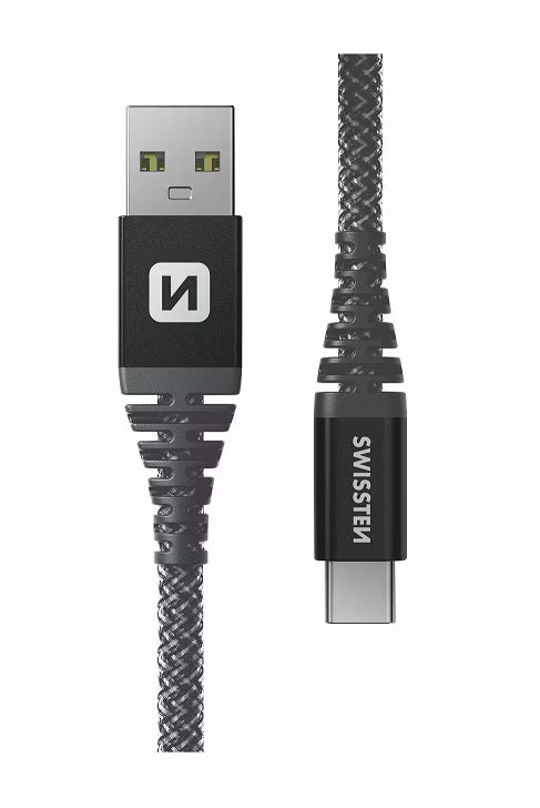 SWISSTEN Kevlar Mobilkabel USB / USB-C 1,5M Antracit
