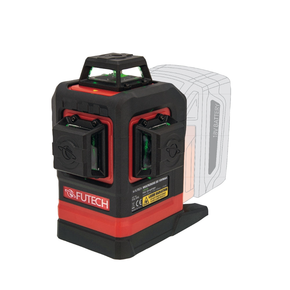 Futech Multilinjelasersats golv grön MC3D Floor i väska 18V - 036.3DG