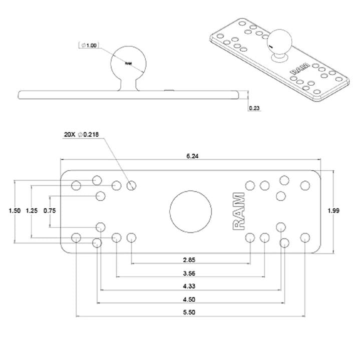 RAM Universal Marine Electronic Ball - B Size  RAM-B-111BU