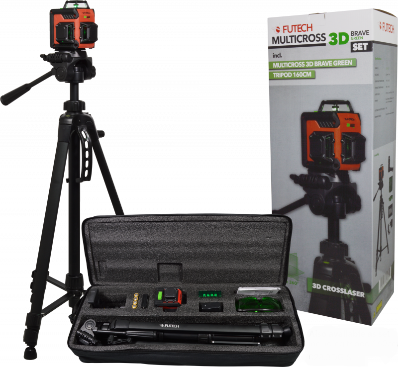 Futech Multilinjelasersats grön MC3D Brave tripod i väska