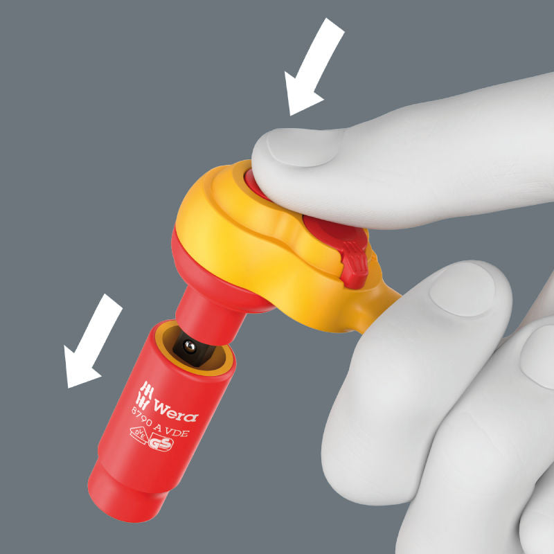 Wera 8007 A VDE Zyklop Comfort-spärrhandtag, med omkopplingsspak, med 1/4"-fattning
