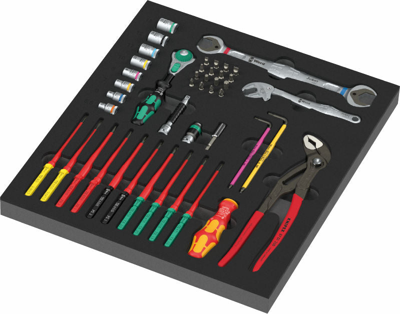 9753 Skumgummiinsats Kraftform Kompakt Underhåll sats 1, 45 delar till Wera Tool Rebel-verktstadsvagnar