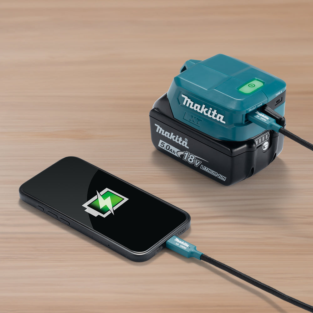 Makita 18V USB Adapter LXT ADP15 Batteriadapter blir power bank USB-C USB-A