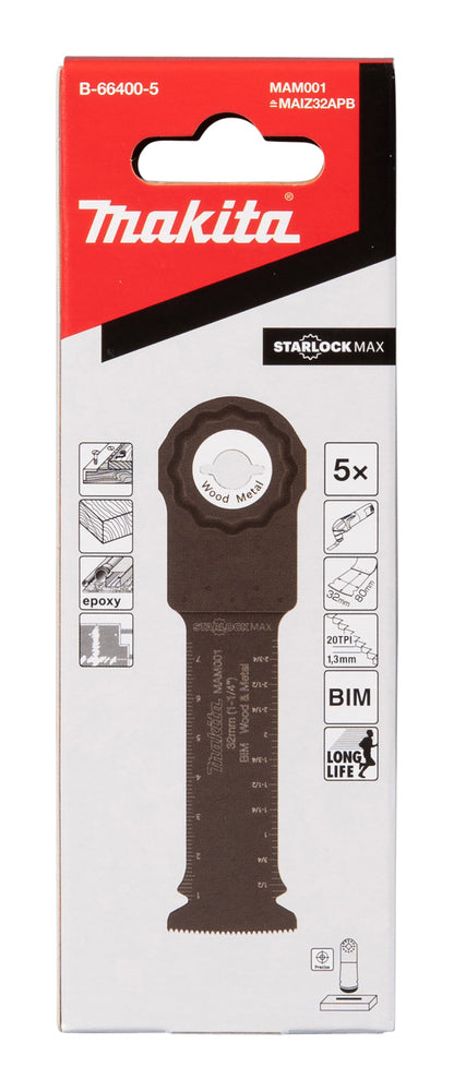 Makita Multiblad -Starlock, Trä/metall 32mm Sågdjup 80mm B-66400