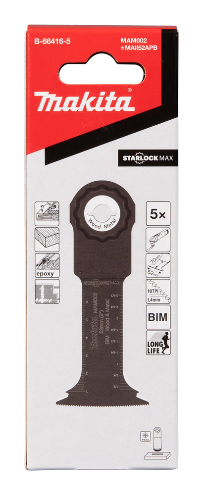 Makita Multiblad -Starlock, Trä/Metall 52mm sågdjup 70mm