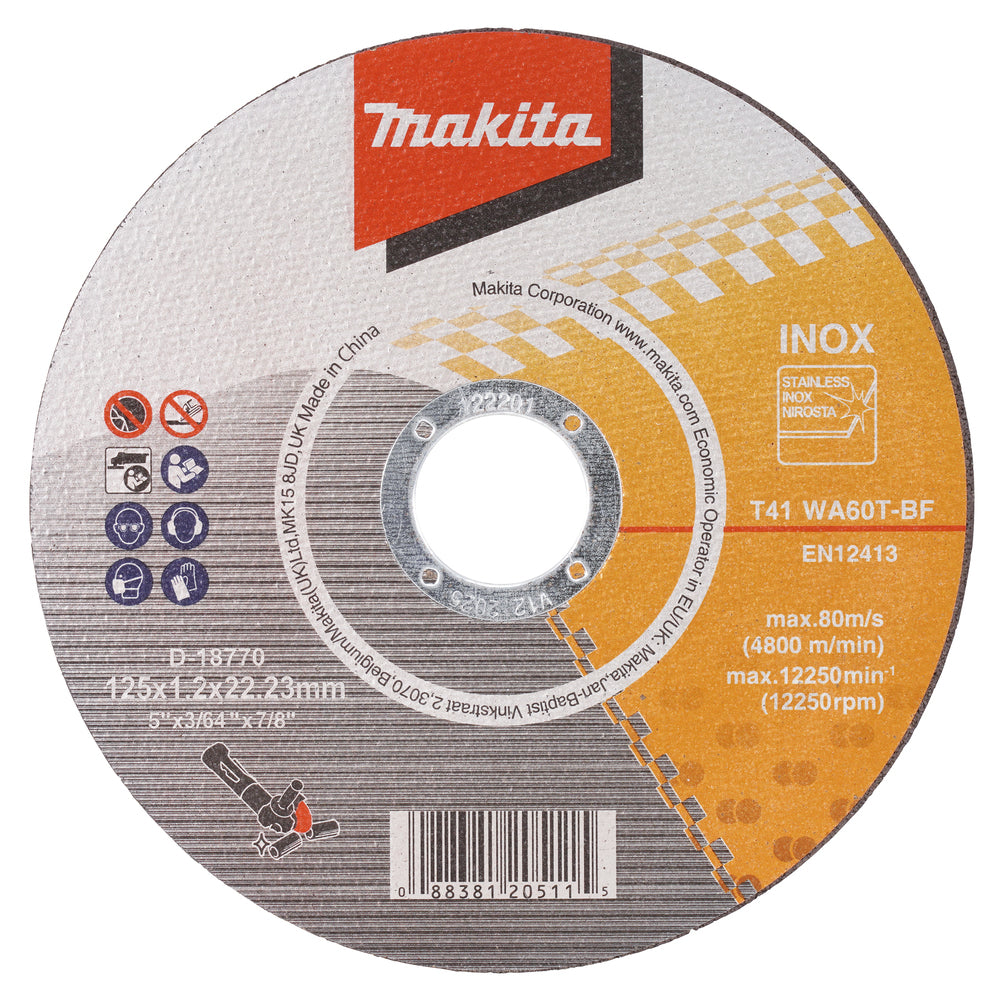 Makita Kapskiva för rostfritt stål och aluminium, 125 x 1,2 x 22,23 mm -  D-18770 1-pack