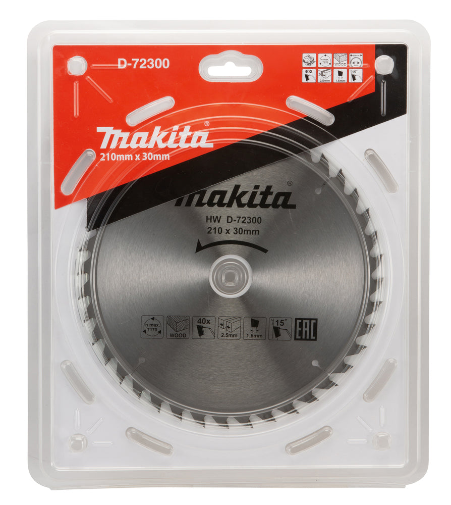 Makita Sågklinga Standard T.C.T, 210 x 30 mm, 40 T Trä D-72300 Sell out