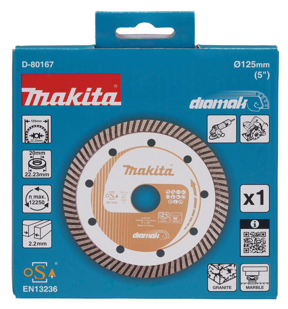 Makita Diamantklinga 125x22,23 mm D-80167 till Slipmaskiner och fräsar