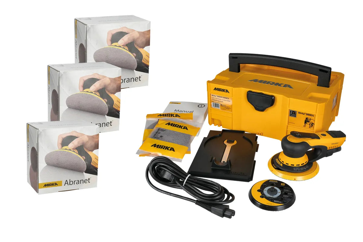 Mirka DEROS II 5650 EU 125/150mm Orbit 5,0 mm + 3x50p Abranet P80,P120,P180