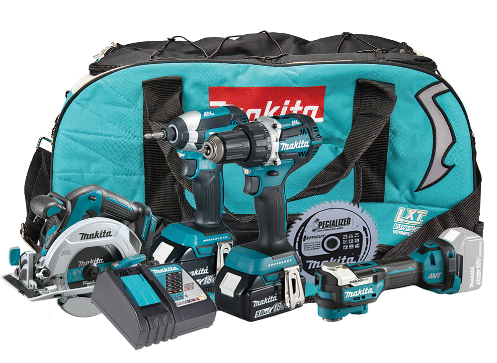 Makita kombokit DLX4197TX1 4st maskiner + 2x5Ah + laddare + klinga och väska