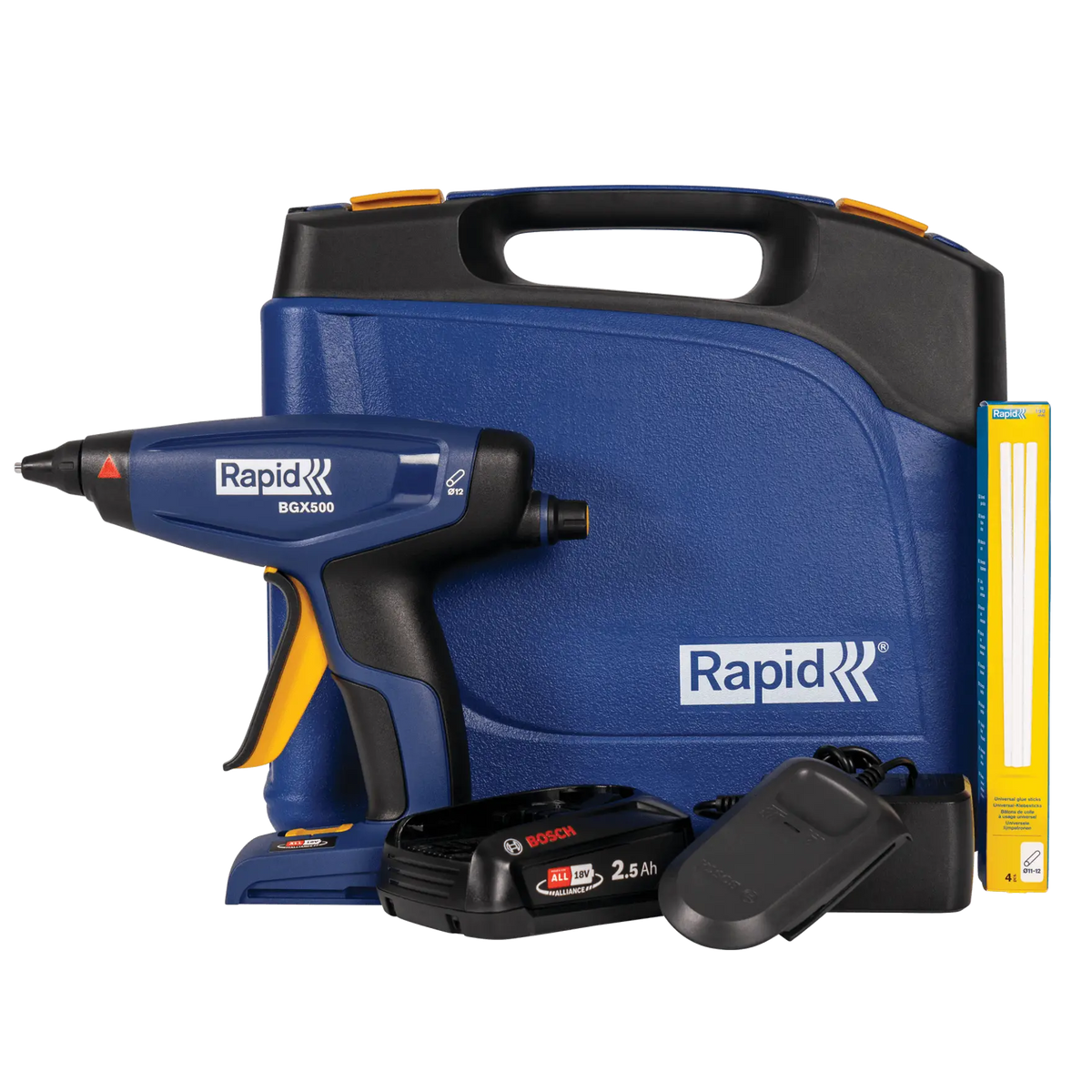 Rapid BGX500 limpistol 18 V – med 2,5 Ah batteri, laddare och väska