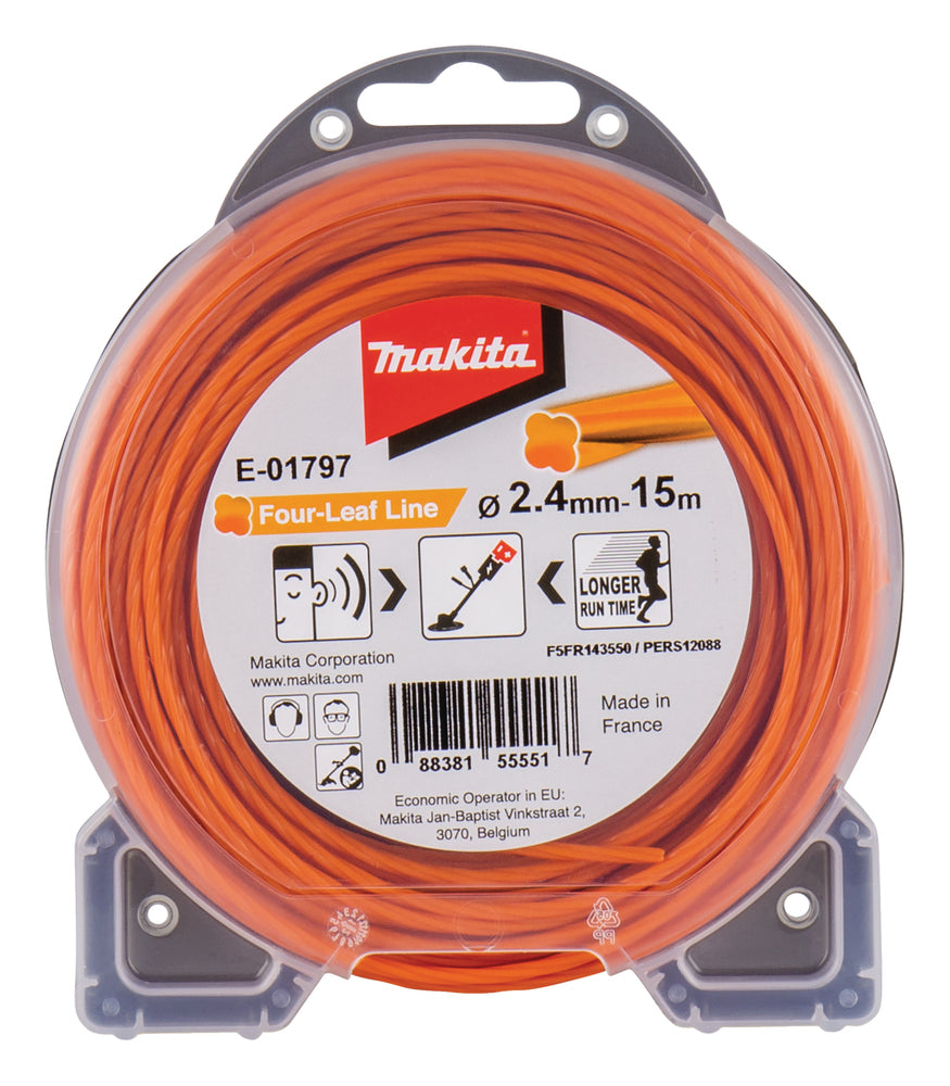 Makita E-01797 Trimmertråd 2,4 mm x 15 m, fyrklöver