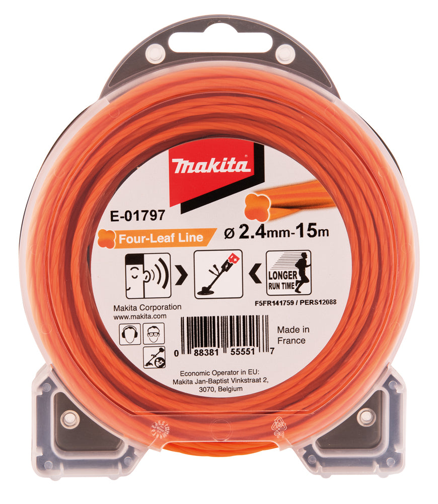 Makita E-01797 Trimmertråd 2,4 mm x 15 m, fyrklöver