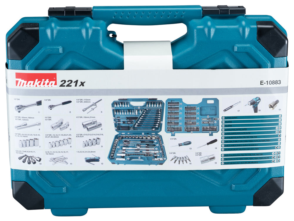 Makita verktygssats Multiväska 221 delar E-10883