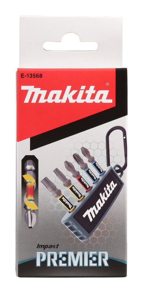 Makita Impact Premier Bits, 5 pack, PH2 / PZ2 - 3 / T25 / T30, 50 mm, 1/4" E-13568