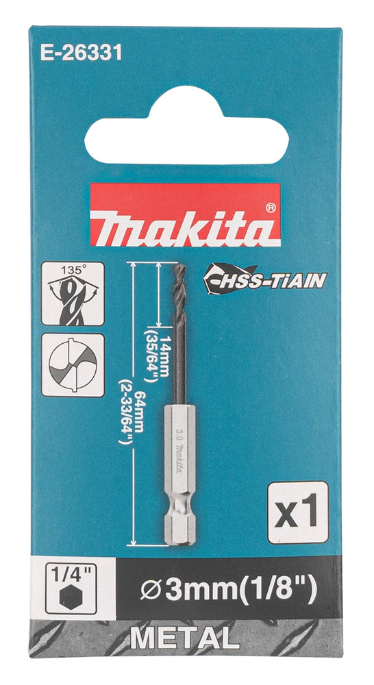Makita HSS-TiAlN-metallborr 3,0 x 64 mm – E-26331 – vy 2