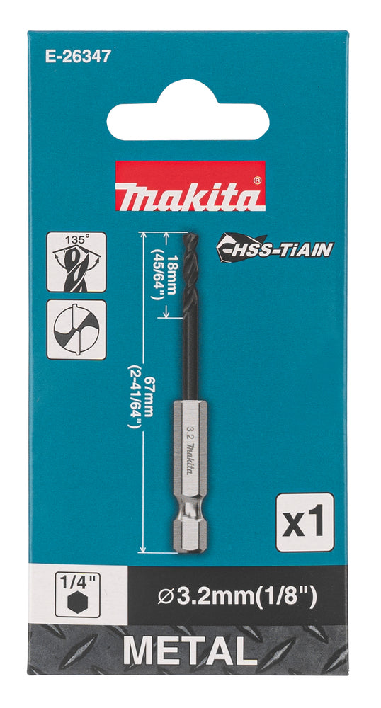 Makita HSS-TiAlN-metallborr 3,2 x 67 mm – E-26347 – vy 2