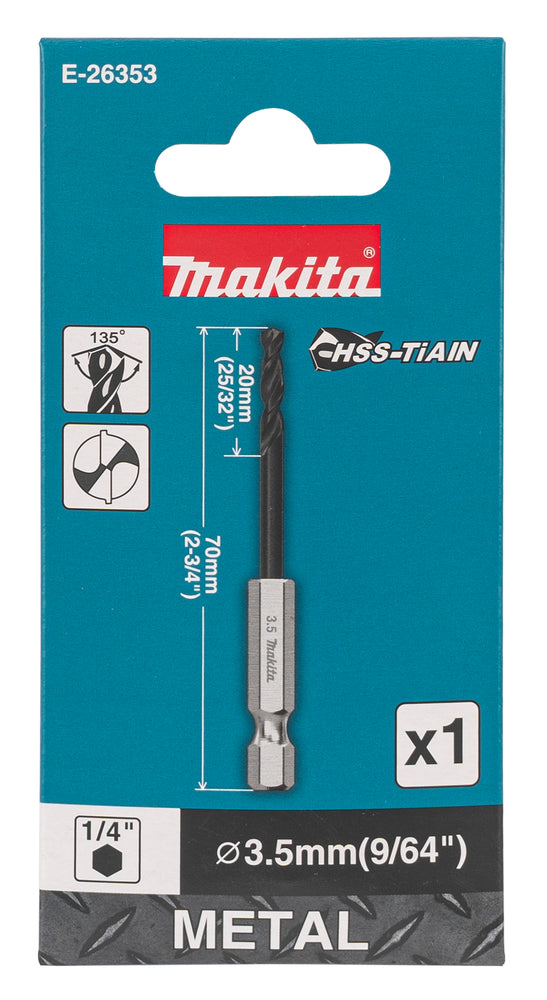 Makita HSS-TiAlN-metallborr 3,5 x 70 mm – E-26353 – vy 2