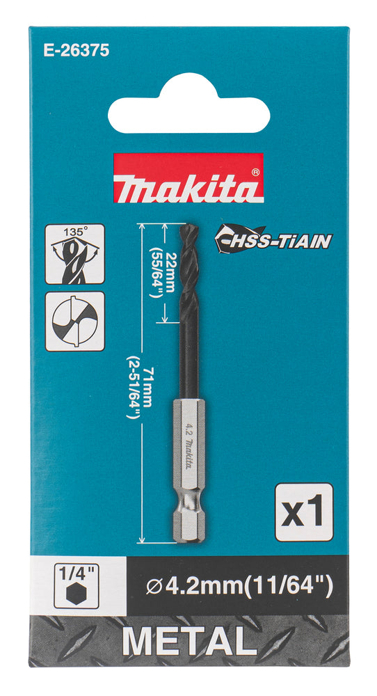Makita HSS-TiAlN-metallborr 4,2 x 71 mm – E-26375 – vy 2