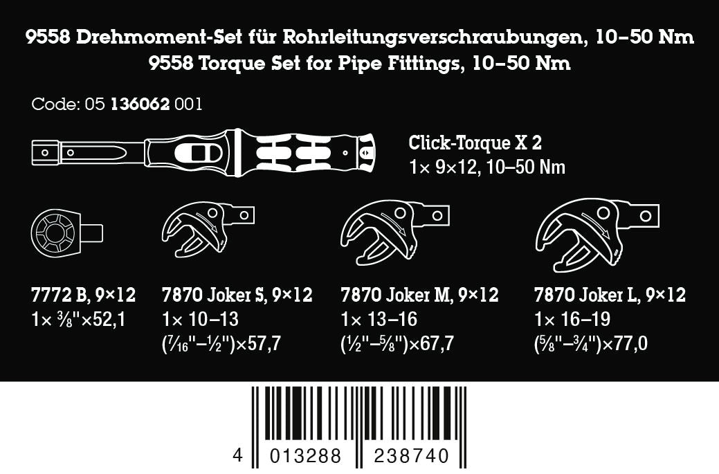 Wera 9558 Momentsats för rörkopplingar 10–50 Nm