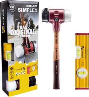 SIMPLEX Bundle SIMPLEX soft-face mallet D60 Gummi med "stand-up" / superplastic + STABILA 20cm Vattenpass
