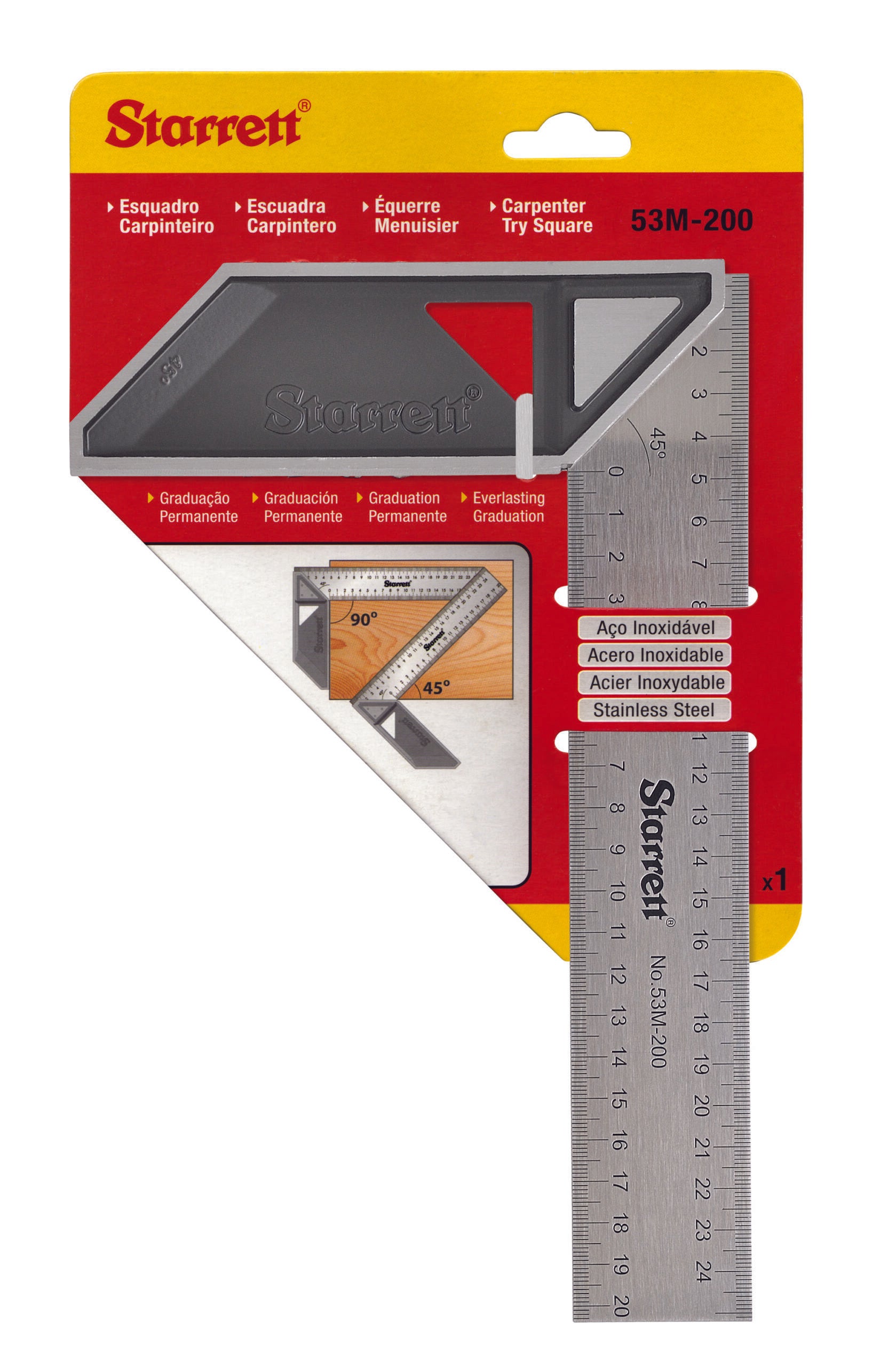 Starrett Vinkelhake 200 mm rostfri