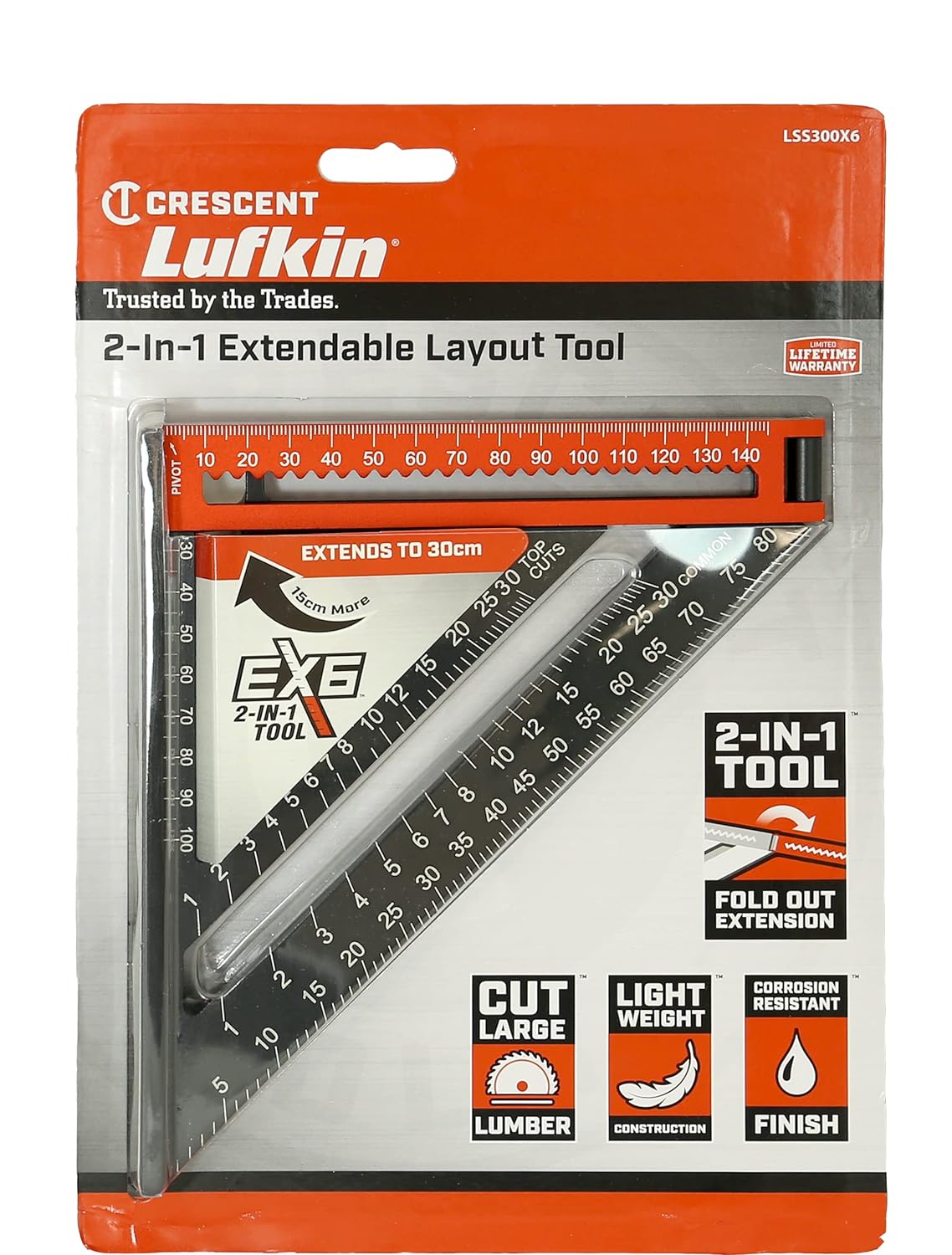 Crescent Lufkin 2-in-1 Extendable Layout Tool & Speed Square vinkelhake