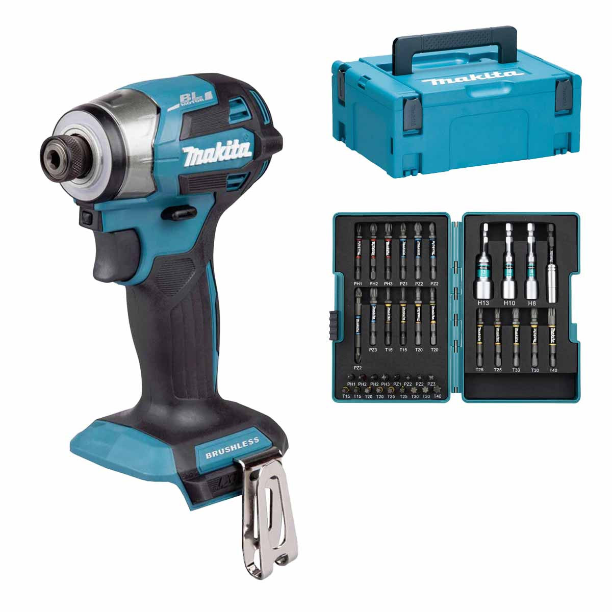 Makita Slagskruvdragare LXT DTD173 med makpac + Impact Premier bitssats - DTD173ZJX2 Naken