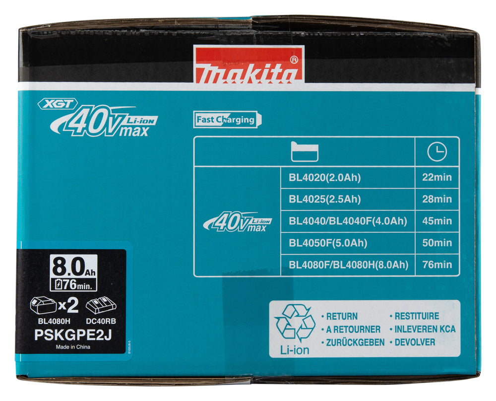 Makita PowerPack XGT 40V 4080H 2x8Ah + dubbelsnabbladdare i Makpac - PSKGPE2J
