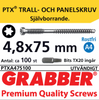 Grabber PTX Rostfri syrafast Trall och Panelskruv