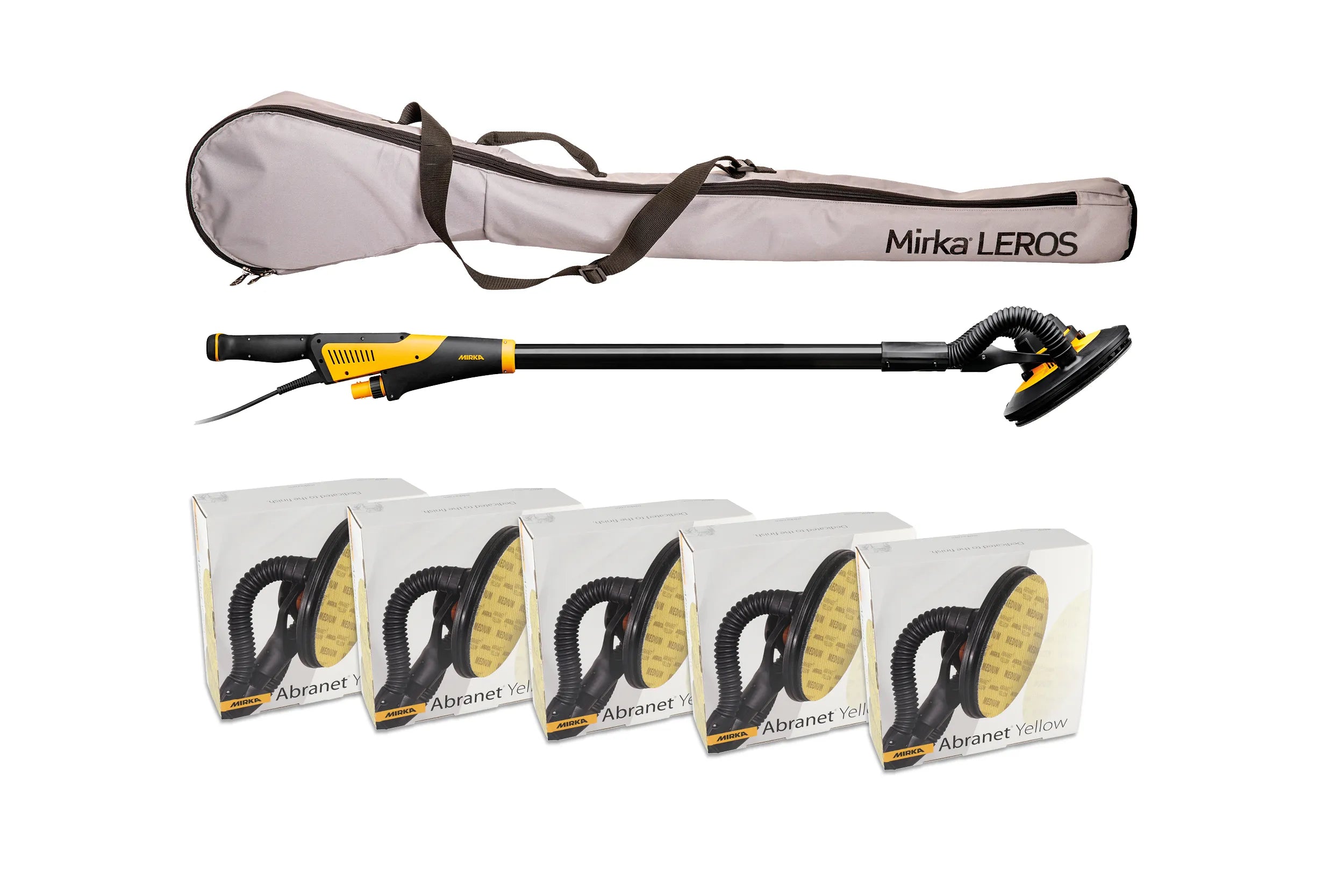 Mirka LEROS 950CV Väggslipmaskin 225mm, 5,0 med väska + Abranet Yellow Set - SEP25LEROS