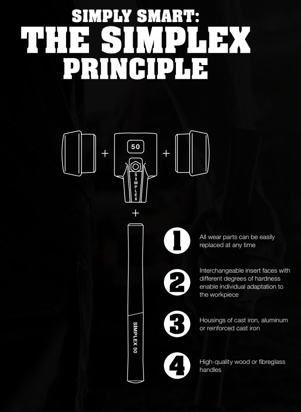 SIMPLEX Bundle SIMPLEX soft-face mallet D60 Gummi med