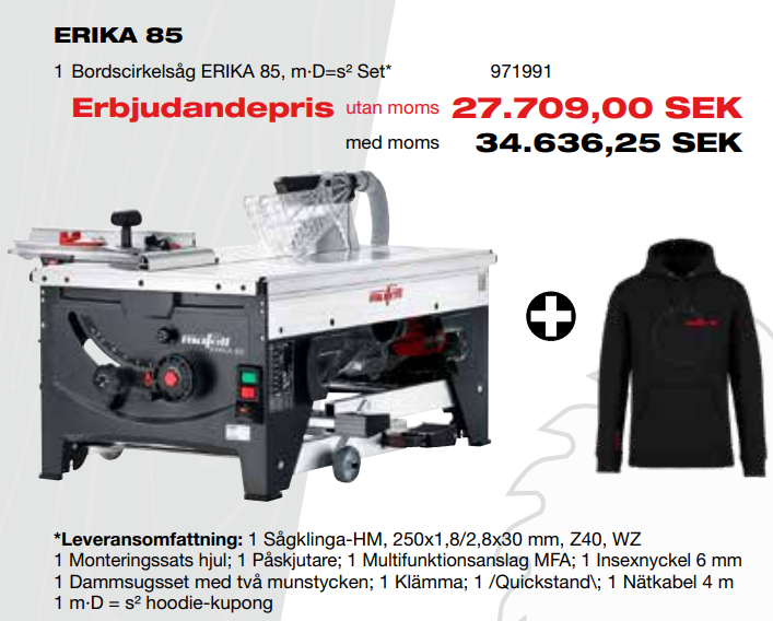 Mafell Bordcirkelsåg ERIKA 85 m·D=s² - 971991