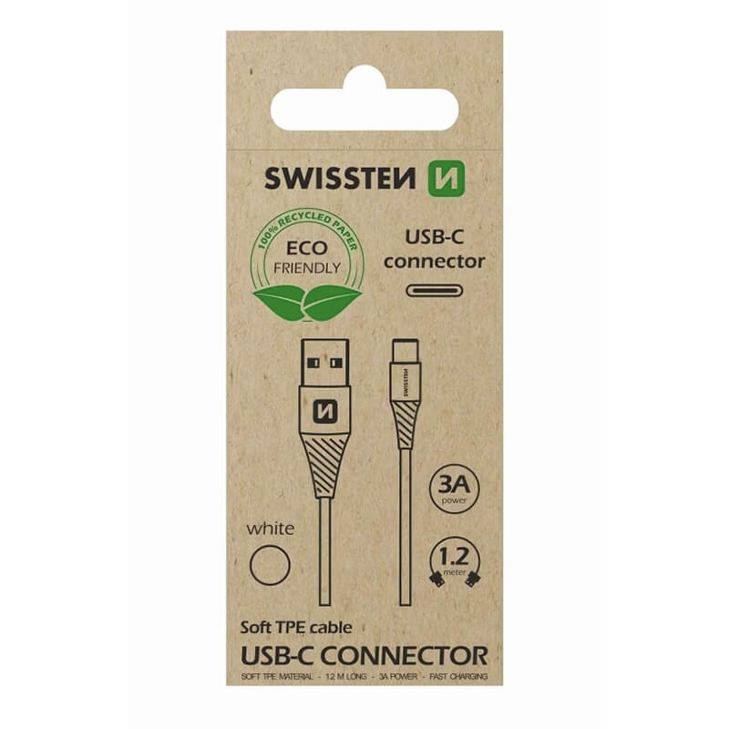 SWISSTEN Mobilkabel USB / USB-C Kabel Vit 1,2M